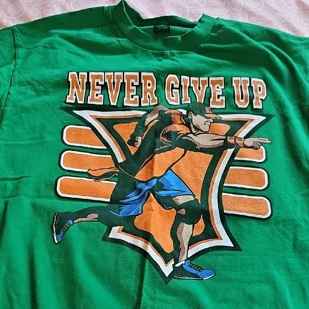 Green Graphic T-Shirt with Motivational Print; WWE John Cena Official Merch